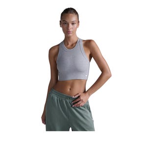 Women's Fluid Tencel Ribbed Crop Tank - Light Grey
