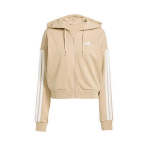 Essentials 3-Stripes French Terry Women's Full-Zip Hoodie - Brown