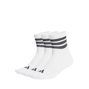 3 Stripes Unisex Cushioned Sportswear Mid Cut Socks 3 Pair Pack - White