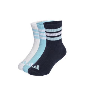Unisex Kids 3Stripes Cushioned Sportswear Crew Socks 3 Pair Pack - Night Navy