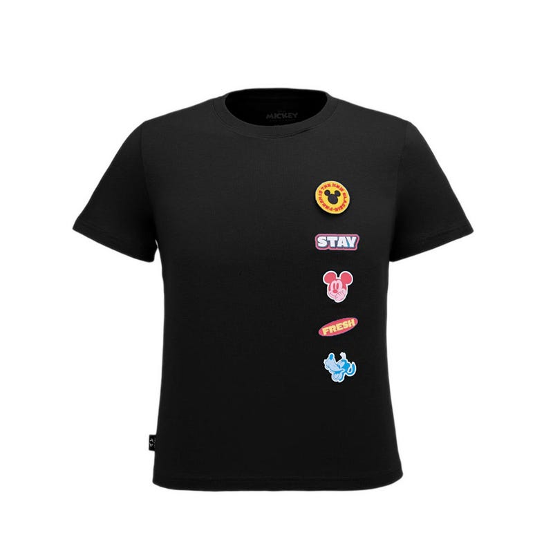 Mickey Badge Boys Lifestyle T Shirt - Black