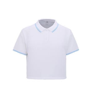 Sporty Crop Fit Waffle Polo Women's Polo - White