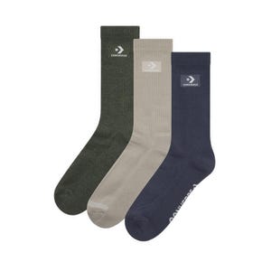 3 Packs Stacked Patch Men's Crew Socks -  Utility Heather