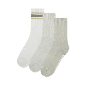 3 Packs Terry Micro Men's Crew Socks - Egret