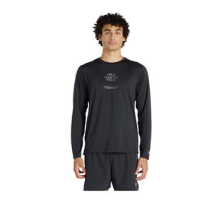 Reflective Poly Long Sleeve Mens T-Shirt - Black