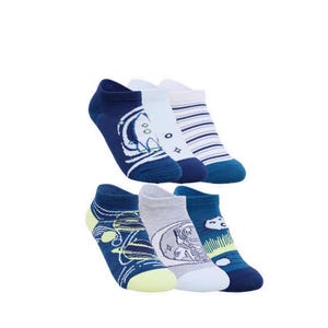 6Pk Boys 1/2 Terry Low Cut Socks - Teal