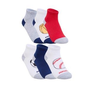 6Pk Boys Non Terry Qtr Crew - Multicolor