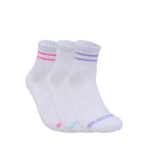 3Pk Girls 1/2 Terry High Qtr Crew - White / Bright
