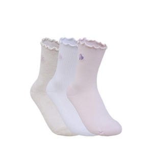 3Pk Girls Non Terry Anklet Socks - Light Pastel Pink