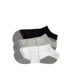 3Pk Womens Extended Terry Low Cut Socks - Grey / Black