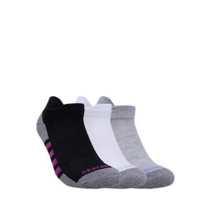 3Pk Womens Extended Terry Low Cut W/ Double Heel Tab Socks - Grey / Black