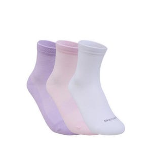 3Pk Womens Non Terry Anklet Socks - White / Pink / Purple
