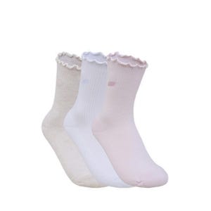 3Pk Womens 1/2 Terry Anklet Socks - Light Pastel Pink