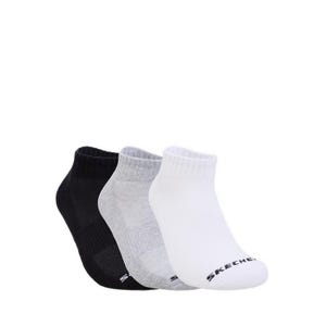3Pk Unisex 1/2 Terry Qtr Crew Socks - White / Black