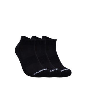 3Pk Unisex 1/2 Terry Qtr Crew Socks - Black