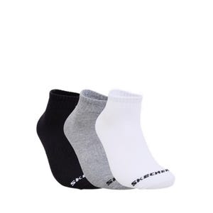 3Pk Unisex Non Terry Qtr Crew - Arch Support Socks - White / Black