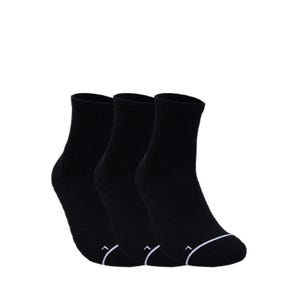 3Pk Mens 1/2 Terry Qtr Crew - Black