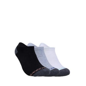 3Pk Women Full Terry No Show Socks - Black / White / Grey