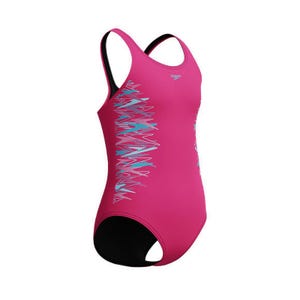 Girls Placement Muscleback One Piece - Pink/Mayan Blue