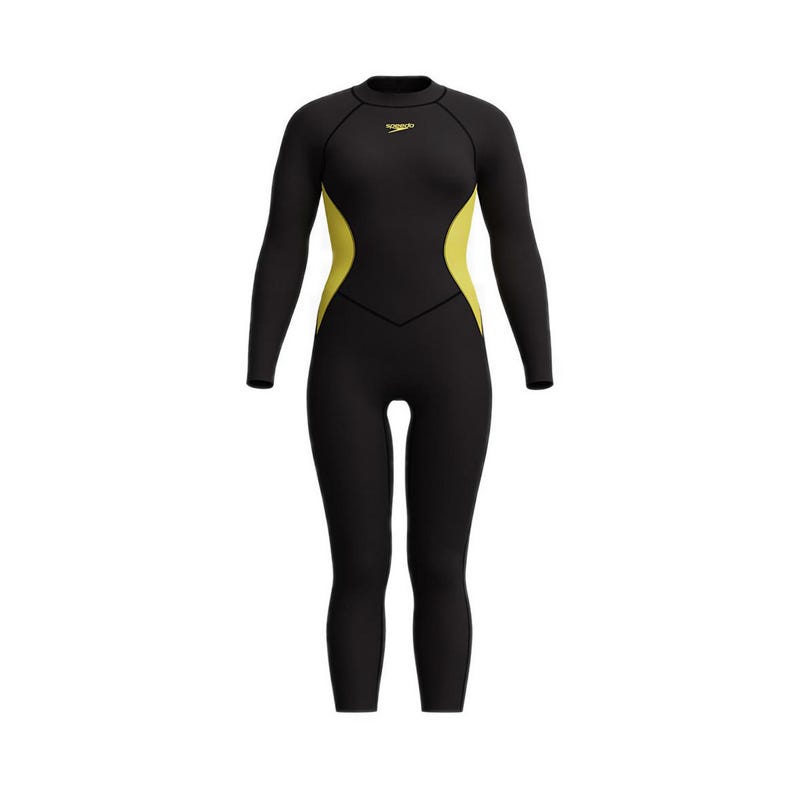 Women Asia Fit Long Sleeve Panel Legskin - Black Yellow