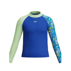 Boys Long Sleeve Print Rash Guard - Sapphire / Angelic Blue