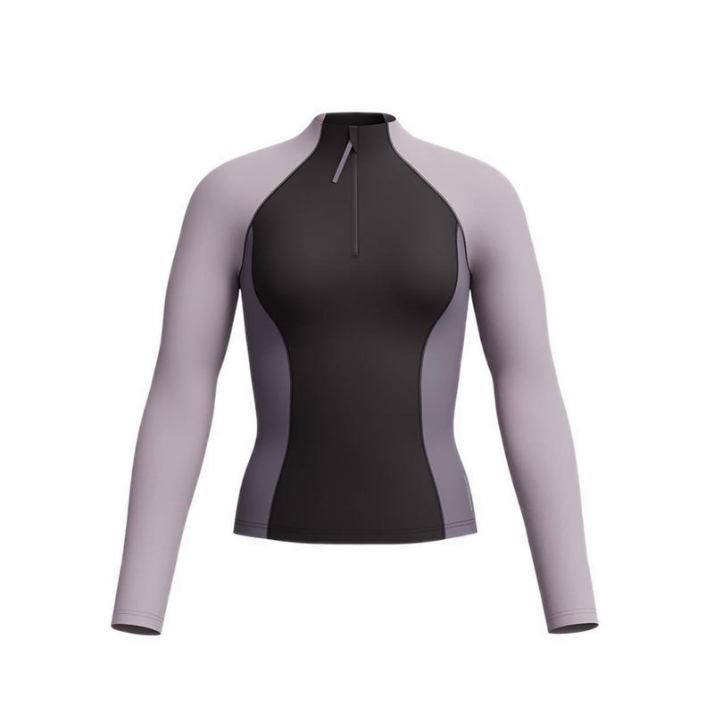 Women Asia Fit Long Sleeves Rashguard - Black Grey