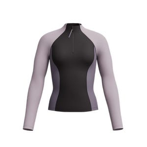 Women Asia Fit Long Sleeves Rashguard - Black Grey