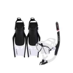 Sport Adult Unisex Dual Lens Snorkel and Travel Fins Set Black