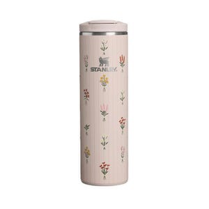 Transit Fliptop Mug 16 Oz Unisex Tumbler - Rose Quartz Bouquets