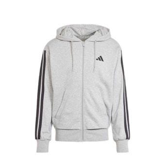 Essentials 3-Stripes French Terry Men's Full-Zip Hoodie - Grey