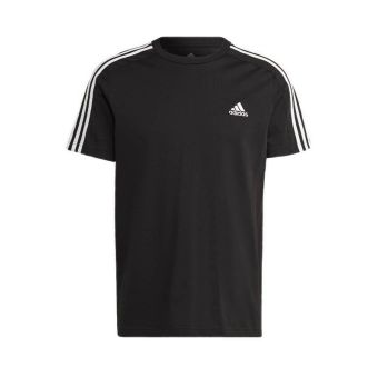Essentials Single Jersey 3-Stripes Men's T-Shirt - Black/White