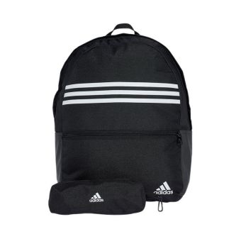Classic Horizontal 3-Stripes Unisex Backpack - Black