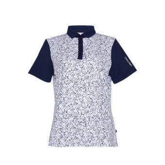 Calvin Klein Harmony Printed S/S Shirt Polo Women's - White - Navy