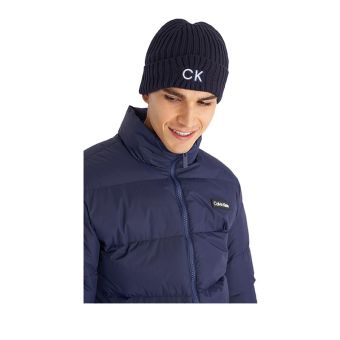 Calvin Klein Ribbed Knit Beanie Hd Emb Hats Men's - Evening Blue