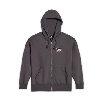 Heart Tattoo Full-Zip Oversized Women's Hoodie - Dark Matter