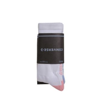 3 Pairs Classic Double Stripe Women's Crew Socks - White/Blue/Green