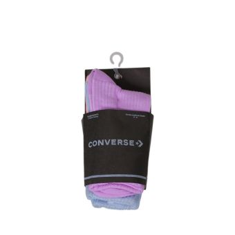 3 Pairs Turn Cuff Women's Anklet Socks - Lilac/Blue/Pink