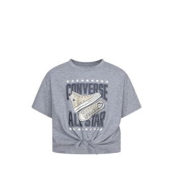 Converse Tie Front GFX Boxy Girl T-Shirt - Grey