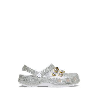 Classic Glitter Embelished Clog Kids -  Silver