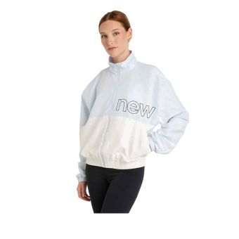 Color Blocked Graphic Woven Womens Jacket - Icy Blue