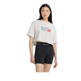 Athletics Premium Chest Logo Cropped Women's T-Shirt - Grey