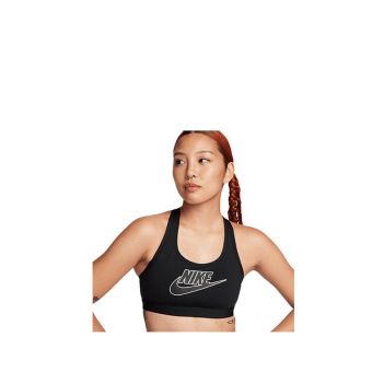 Swoosh Medium Support Women's Padded Logo Sports Bra - Black