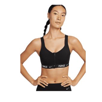Indy High Support Women's Padded Front-Zip Sports Bra - Black