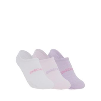 3Pk Non Terry No Show Women - White Purple