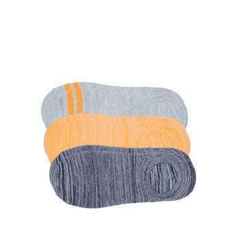 3pk Mens Non Terry No Show Men - Grey/Orange