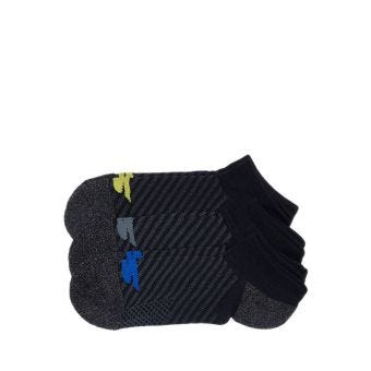 3pk Mens 1/2 Terry Low Cut Men - Black/Yellow