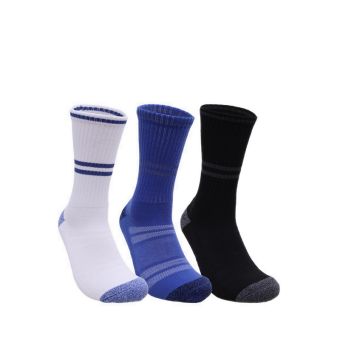 3Pk Mens Extended Terry Crew Socks - Blue/Black
