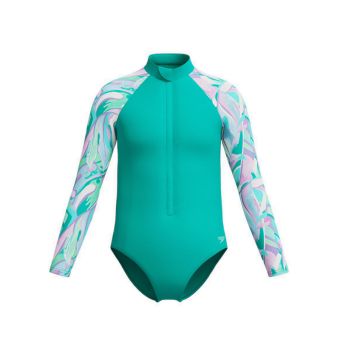 Girls Long Sleeve Swimsuit- Green