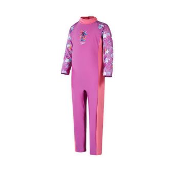 Girls Printed All In One Sun Suit - Pink/Pink