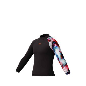 Boys Digital Long Sleeve Rash Top Swimwear - Black/Red